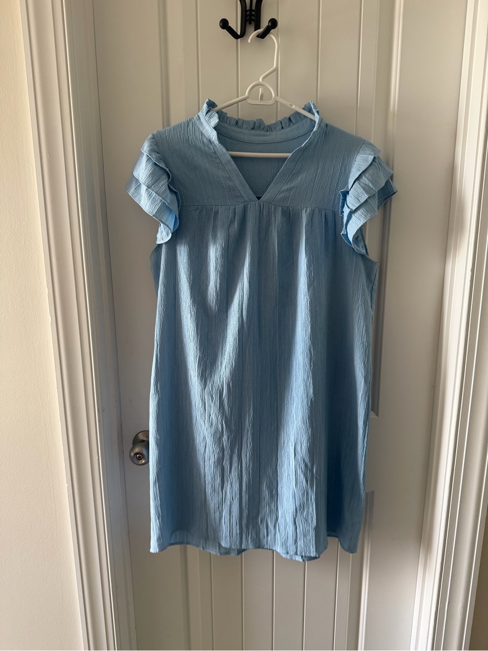 Sky Blue Ruffle Sleeve Mini Dress
